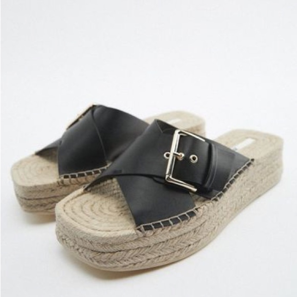ZARA | Open Toe Sandal Platform espadrille | size 8